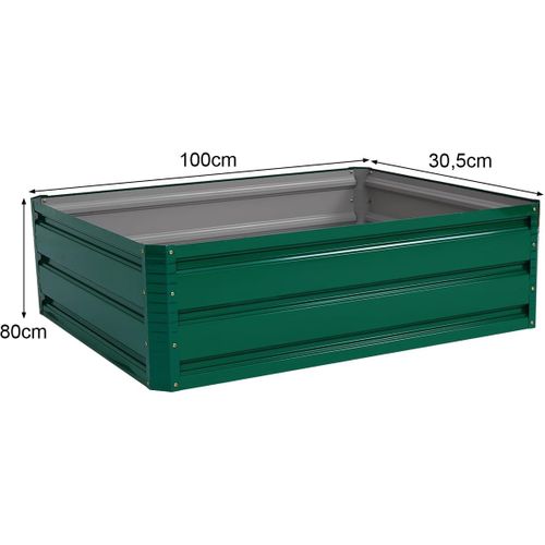 Lit De Jardin Surélevé En Acier, Jardinière Surélevée Extérieur, 100 X 80 X 30 Cm (vert Foncé)