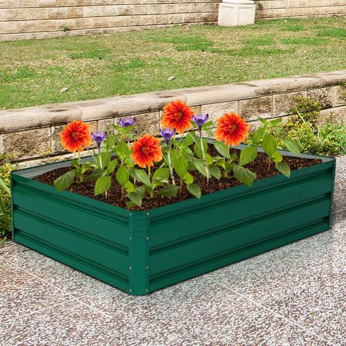 Lit De Jardin Surélevé En Acier, Jardinière Surélevée Extérieur, 120 X 90 X 30 Cm (vert Foncé)