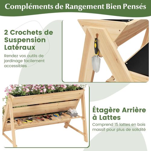 Jardinière Surélevée Vertical à 3 Niveaux, Lit De Jardin En Bois De Sapin, 117 X 74 X 80 Cm