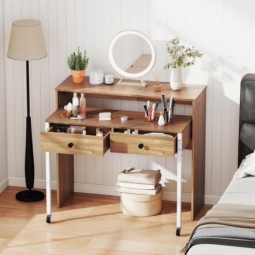 Bureau Extensible, Table D'ordinateur Gain De Place, Bureau Console En Bois Compacte (naturel)