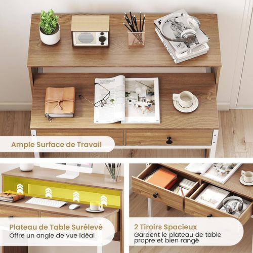 Bureau Extensible, Table D'ordinateur Gain De Place, Bureau Console En Bois Compacte (naturel)