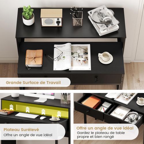 Bureau Extensible, Table D'ordinateur Gain De Place, Bureau Console En Bois Compacte (noir)