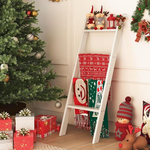 Porte-serviettes 4 Niveaux, Étagère En Bois Pour Présentation Et Rangement (blanc)