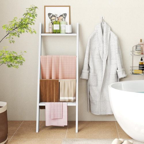 Porte-serviettes 4 Niveaux, Étagère En Bois Pour Présentation Et Rangement (blanc)