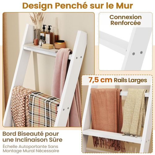 Porte-serviettes 4 Niveaux, Étagère En Bois Pour Présentation Et Rangement (blanc)