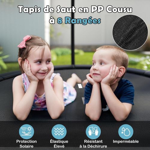 Trampoline Exterieur Enfant Adulte Ø244 Cm, Cadre En Acier Galvanisé Antirouille (noir)