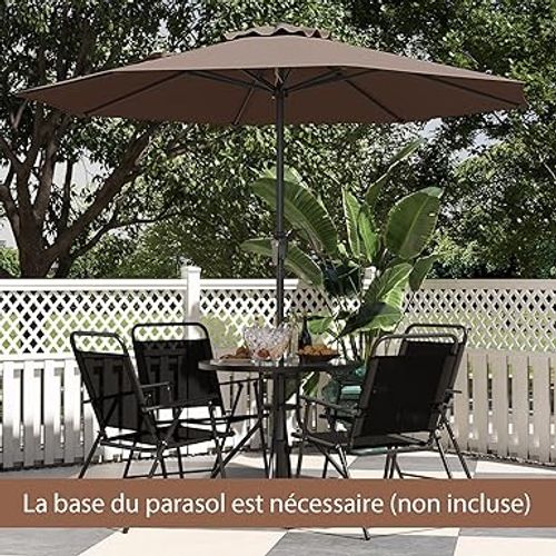 Parasol De Jardin Exterieur Avec 8 Baleines Robustes, Toile Polyester, Cadre En Métal