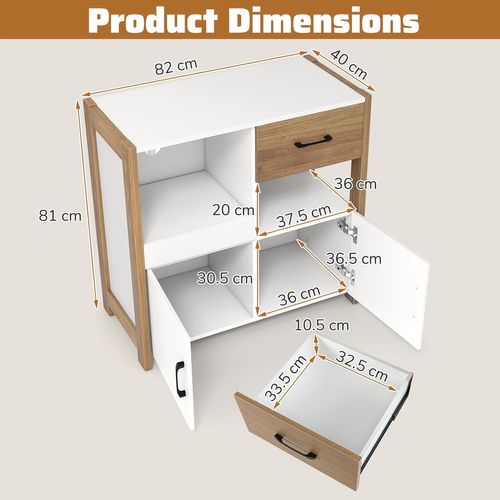 Buffet Cuisine Rangement Avec Tiroir, Étagère Coulissante Et 2 Portes, Meuble Rangment Cuisine