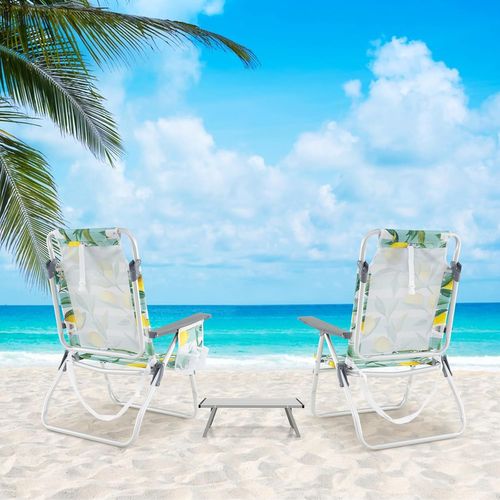 Ensemble De Chaises De Plage Et Table Pliables, Table D'appoint Cadre En Aluminium Léger (vert)