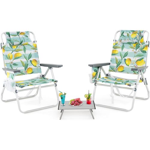 Ensemble De Chaises De Plage Et Table Pliables, Table D'appoint Cadre En Aluminium Léger (vert)