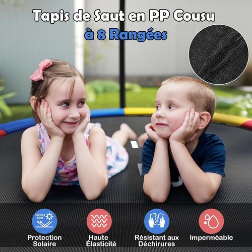 Trampoline Exterieur Enfant Adulte Ø244 Cm, Cadre En Acier Galvanisé Antirouille (coloré)