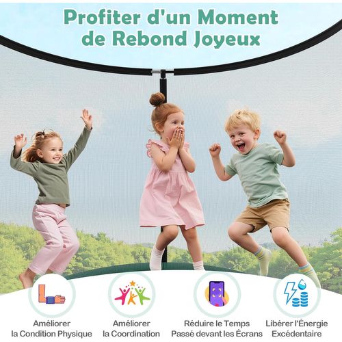 Trampoline Exterieur Enfant Adulte Ø305 Cm, Cadre En Acier Galvanisé Antirouille (vert)
