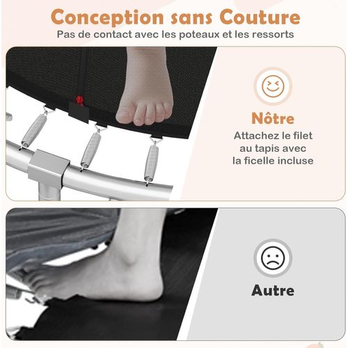 Trampoline Exterieur Enfant Adulte Ø305 Cm, Cadre En Acier Galvanisé Antirouille (orange)