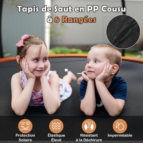 Trampoline Exterieur Enfant Adulte Ø305 Cm, Cadre En Acier Galvanisé Antirouille (orange)