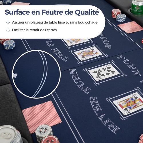 Table De Poker Pliable Pour 8 Joueurs,avec 8 Porte-gobelets En Métal et Rails Rembourrés
