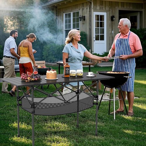 Costway Table de Camping en Aluminium Robuste, Table de Pique-Nique Pliante avec Sac de Transport