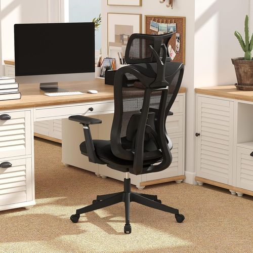 Chaise De Bureau Ergonomique En Maille,chaise Exécutive à Dossier Haut Et Accoudoirs 3d,noir