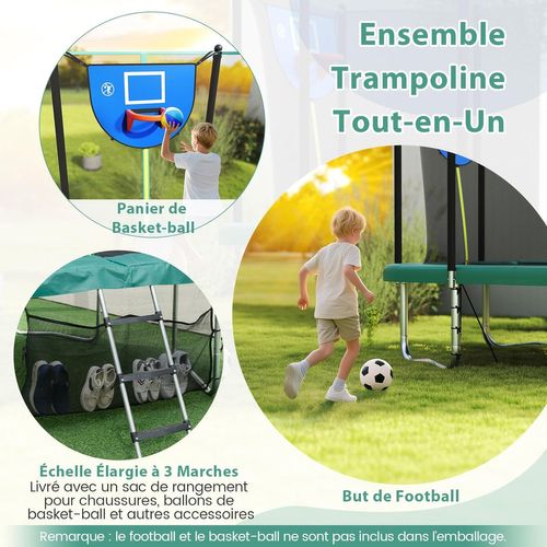 Acier Galvanisétrampoline Exterieur Enfant Adulte 317 X 255 Cm, Boucles De Sécurité