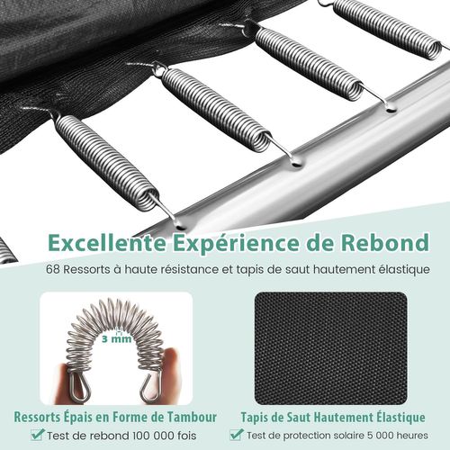 Acier Galvanisétrampoline Exterieur Enfant Adulte 317 X 255 Cm, Boucles De Sécurité