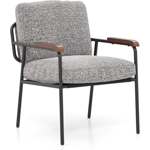 Fauteuil D'accent, Chaise De Salon Avec Coussin Dorsal, Siège Large Rembourré, Gris