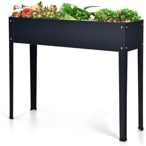 Jardinière Surélevée En Métal, Carré Potager Surélevé Avec 2 Trous (gris,101 X 31 X 80 Cm)