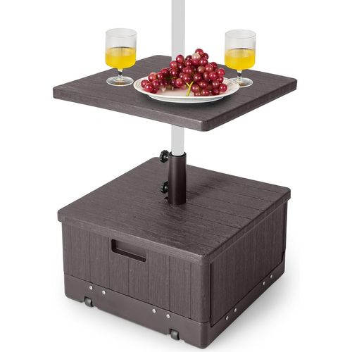 Pied De Parasol Carré Avec Avec Plateau De Table et Roues Et Poignées, 53 X 53 X 45 Cm (brun)