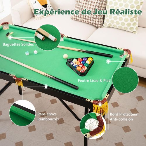 Table De Billard Americain Avec Accessoires(2 Queues, 16 Boules), 122x64x78 Cm (vert)