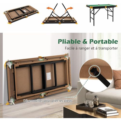 Table De Billard Americain Avec Accessoires(2 Queues, 16 Boules), 122x64x78 Cm (vert)