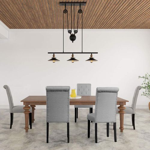 Lot De 2 Chaises De Salle à Manger, Chaises Capitonnées En Tissu (gris)