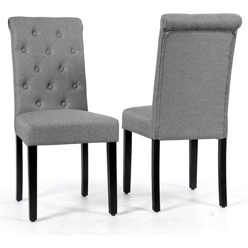 Lot De 2 Chaises De Salle à Manger, Chaises Capitonnées En Tissu (gris)
