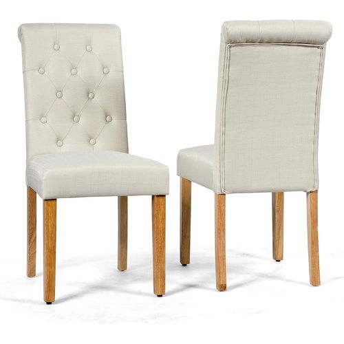 Lot De 2 Chaises De Salle à Manger, Chaises Capitonnées En Tissu (beige)