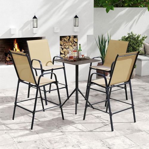 Lot De 2 Tabouret De Bar Exterieur, Repose-pieds, Cadre En Métal, 76 X 62 X 130 Cm