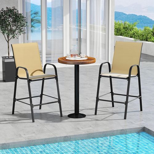 Lot De 2 Tabouret De Bar Exterieur, Repose-pieds, Cadre En Métal, 76 X 62 X 130 Cm