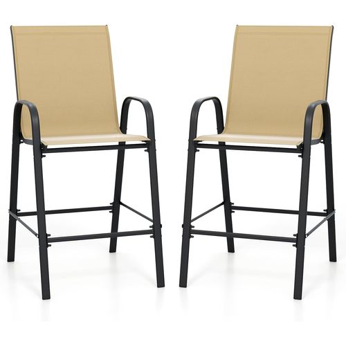 Lot De 2 Tabouret De Bar Exterieur, Repose-pieds, Cadre En Métal, 76 X 62 X 130 Cm