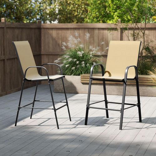 Lot De 2 Tabouret De Bar Exterieur, Repose-pieds, Cadre En Métal, 76 X 62 X 130 Cm