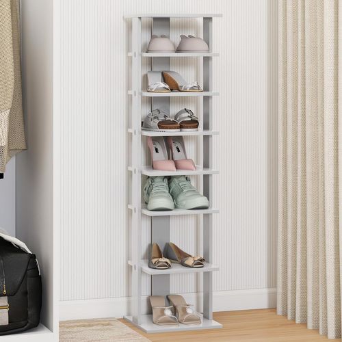 Étagère à Chaussures En Bois à 7 Niveaux, Porte-chaussures 25,5 X 28,5 X 110 Cm, Gris