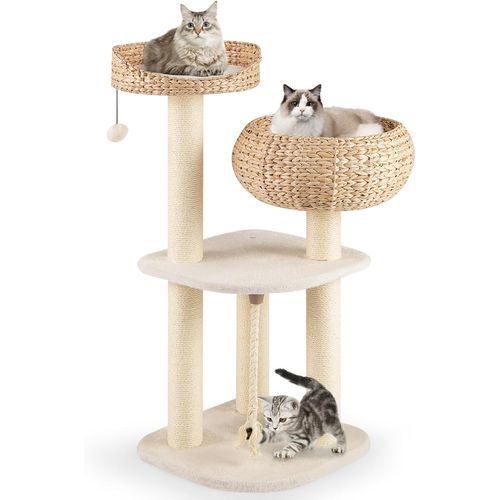 Arbre à Chat XXL 104 Cm, Arbre à Chat Bois, 3 Poteaux à Griffer En Sisal (104 Cm,beige)
