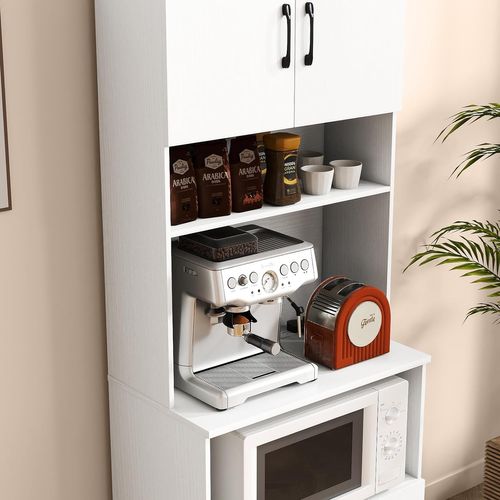 Buffet De Cuisine, Armoire Cuisine Avec Prises, 2 Placards, Meuble De Rangement，65 X 38 X 168 Cm