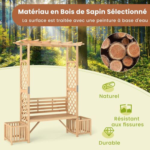 Arche De Jardin Avec Jardinière Banc, Treillis Latéral Pour Plantes Grimpantes Extérieur