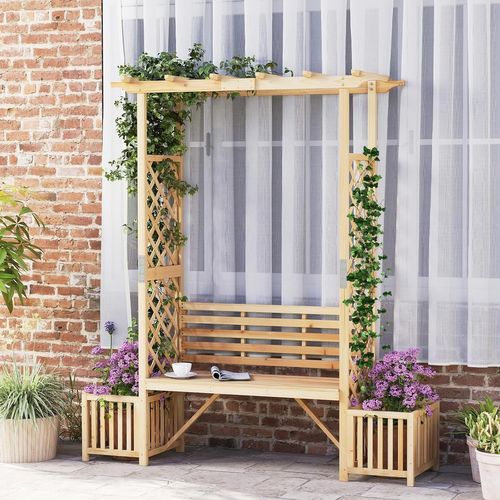 Arche De Jardin Avec Jardinière Banc, Treillis Latéral Pour Plantes Grimpantes Extérieur