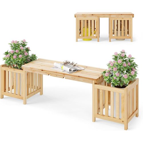 Jardinières En Bois De Sapin 2 En 1, Banc De Jardin Pour 2 Personnes, Conception à Fentes
