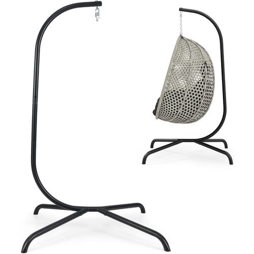 Support Hamac En Métal 1 Place, Pied Hamac En C，charge 180 Kg，106 X 105 X 197 Cm, Noir