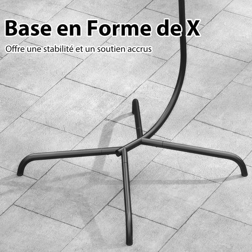 Support Hamac En Métal 1 Place, Pied Hamac En C，charge 180 Kg，106 X 105 X 197 Cm, Noir