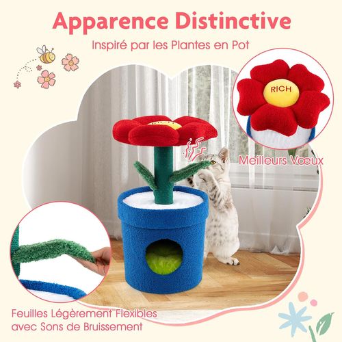 Petit Arbre à Chat 72 Cm, Arbre à Chat Design En Forme De Pot De Fleurs, Condo, (rouge)