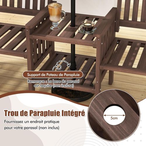 Ensemble De Meubles De Patio 2 Places En Bois De Sapin, Salon De Jardin Avec 2 Chaises (marron)