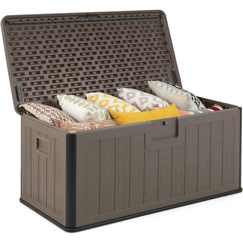Coffre De Rangement Extérieure En Résine 378 L, Boîte De Rangement Imperméable (brun)