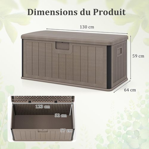 Coffre De Rangement Extérieure En Résine 378 L, Boîte De Rangement Imperméable (brun)