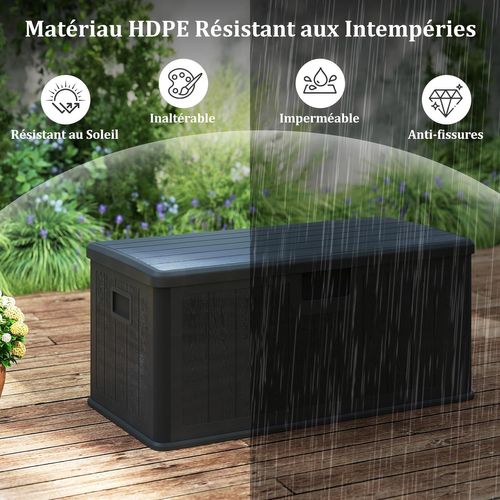 Coffre De Rangement Extérieure En Résine 378 L, Boîte De Rangement Imperméable (noir)