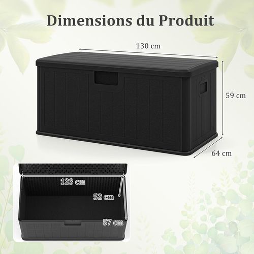 Coffre De Rangement Extérieure En Résine 378 L, Boîte De Rangement Imperméable (noir)