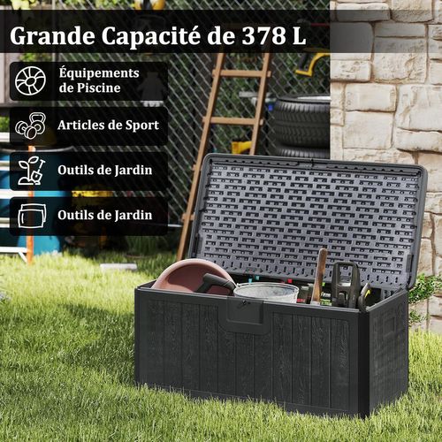 Coffre De Rangement Extérieure En Résine 378 L, Boîte De Rangement Imperméable (gris)